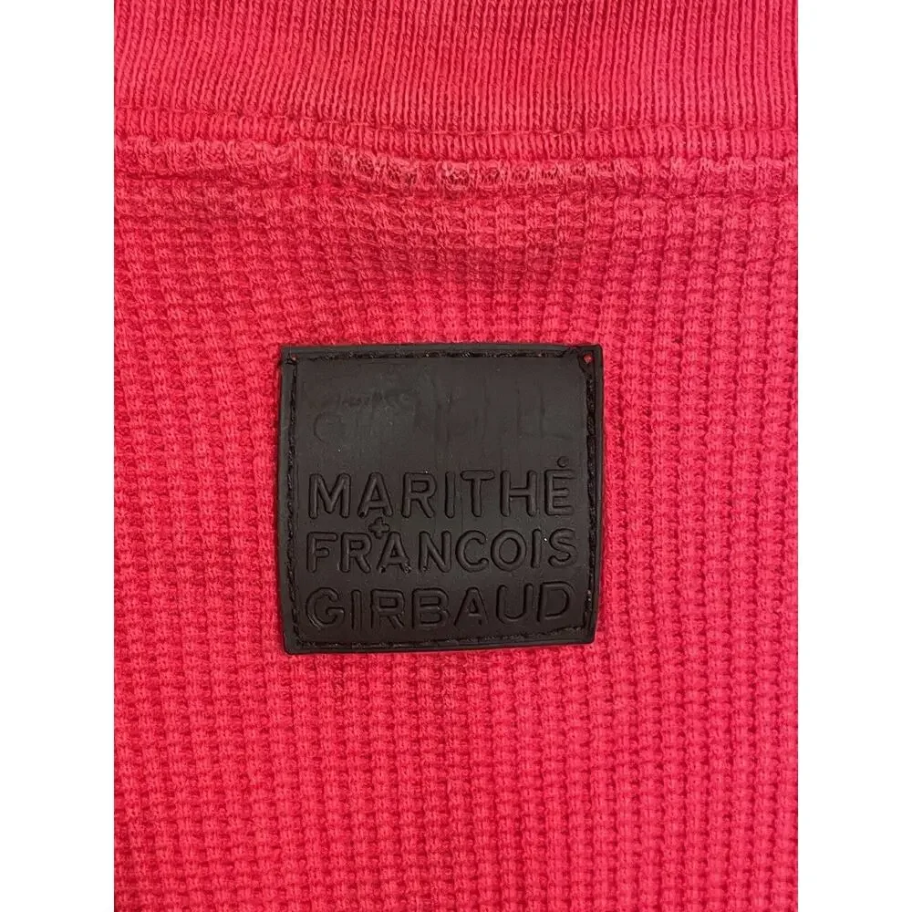 VTG Marithe Francois Girbaud Long Sleeve Distressed Grudge Red Crewneck Sz XXXL‎